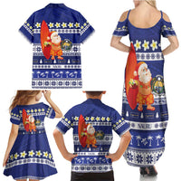 Nauru Christmas Family Matching Summer Maxi Dress and Hawaiian Shirt Cute Santa Coat Of Arms Merry Xmas - Polynesian Pride