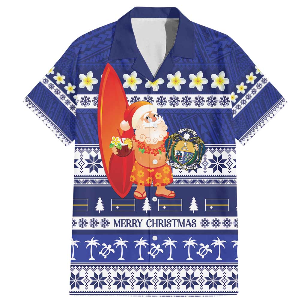 Nauru Christmas Family Matching Summer Maxi Dress and Hawaiian Shirt Cute Santa Coat Of Arms Merry Xmas - Polynesian Pride