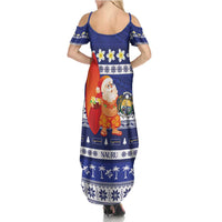 Nauru Christmas Family Matching Summer Maxi Dress and Hawaiian Shirt Cute Santa Coat Of Arms Merry Xmas - Polynesian Pride