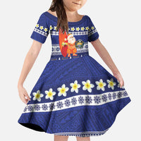 Nauru Christmas Family Matching Tank Maxi Dress and Hawaiian Shirt Cute Santa Coat Of Arms Merry Xmas - Polynesian Pride