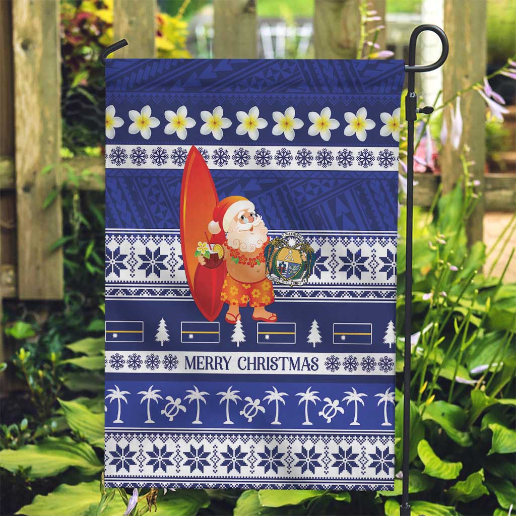 Nauru Christmas Garden Flag Cute Santa Coat Of Arms Merry Xmas - Polynesian Pride