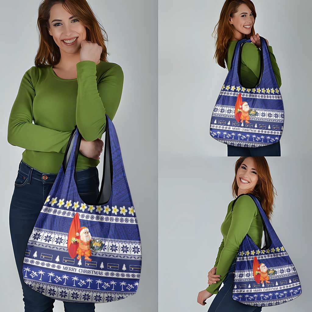 Nauru Christmas Grocery Bag Cute Santa Coat Of Arms Merry Xmas - Polynesian Pride