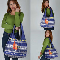 Nauru Christmas Grocery Bag Cute Santa Coat Of Arms Merry Xmas - Polynesian Pride