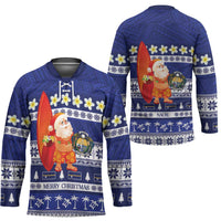 Nauru Christmas Hockey Jersey Cute Santa Coat Of Arms Merry Xmas - Polynesian Pride