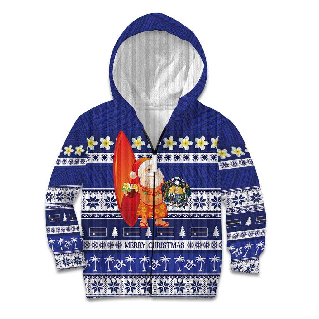 Nauru Christmas Kid Hoodie Cute Santa Coat Of Arms Merry Xmas - Polynesian Pride