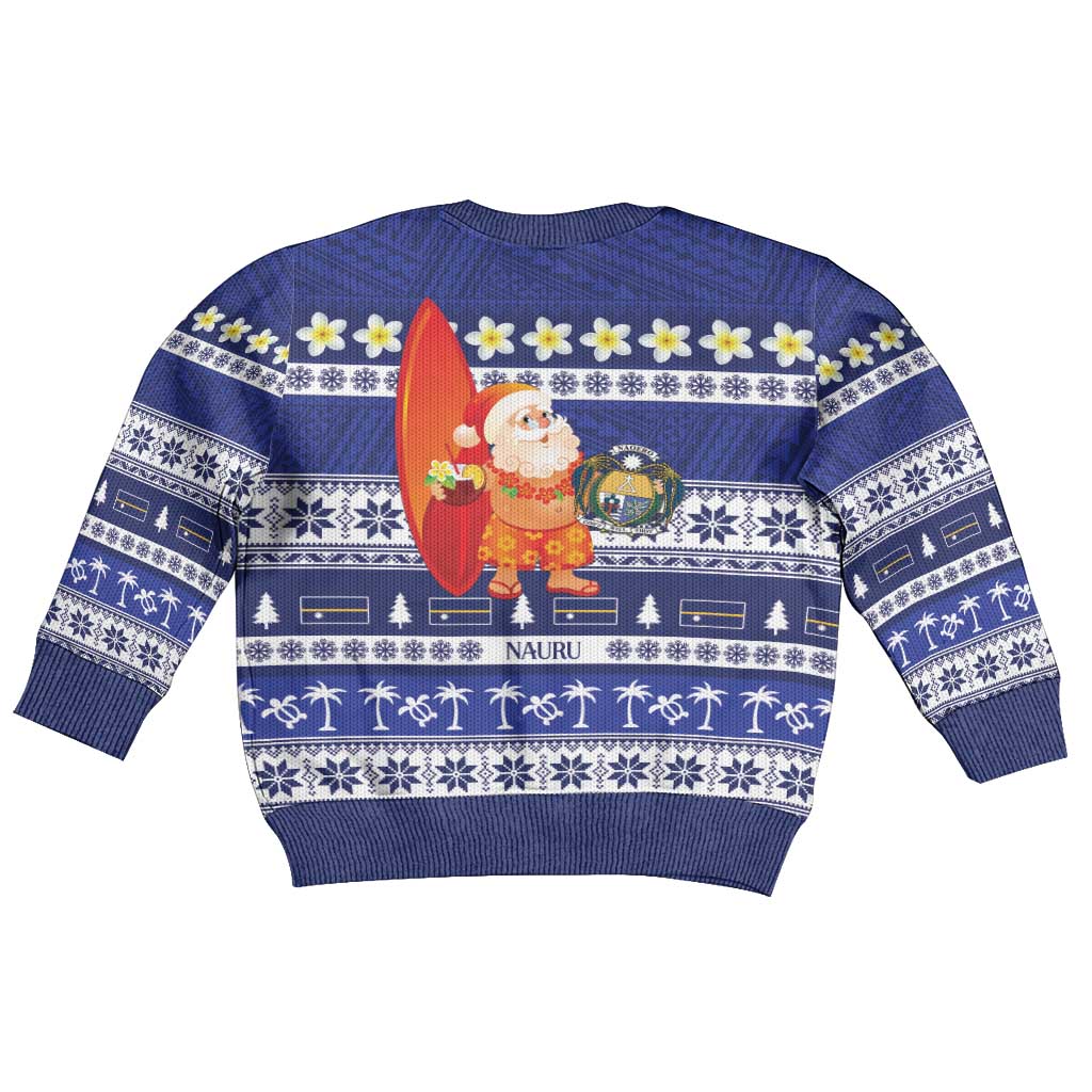 Nauru Christmas Kid Ugly Christmas Sweater Cute Santa Coat Of Arms Merry Xmas - Polynesian Pride
