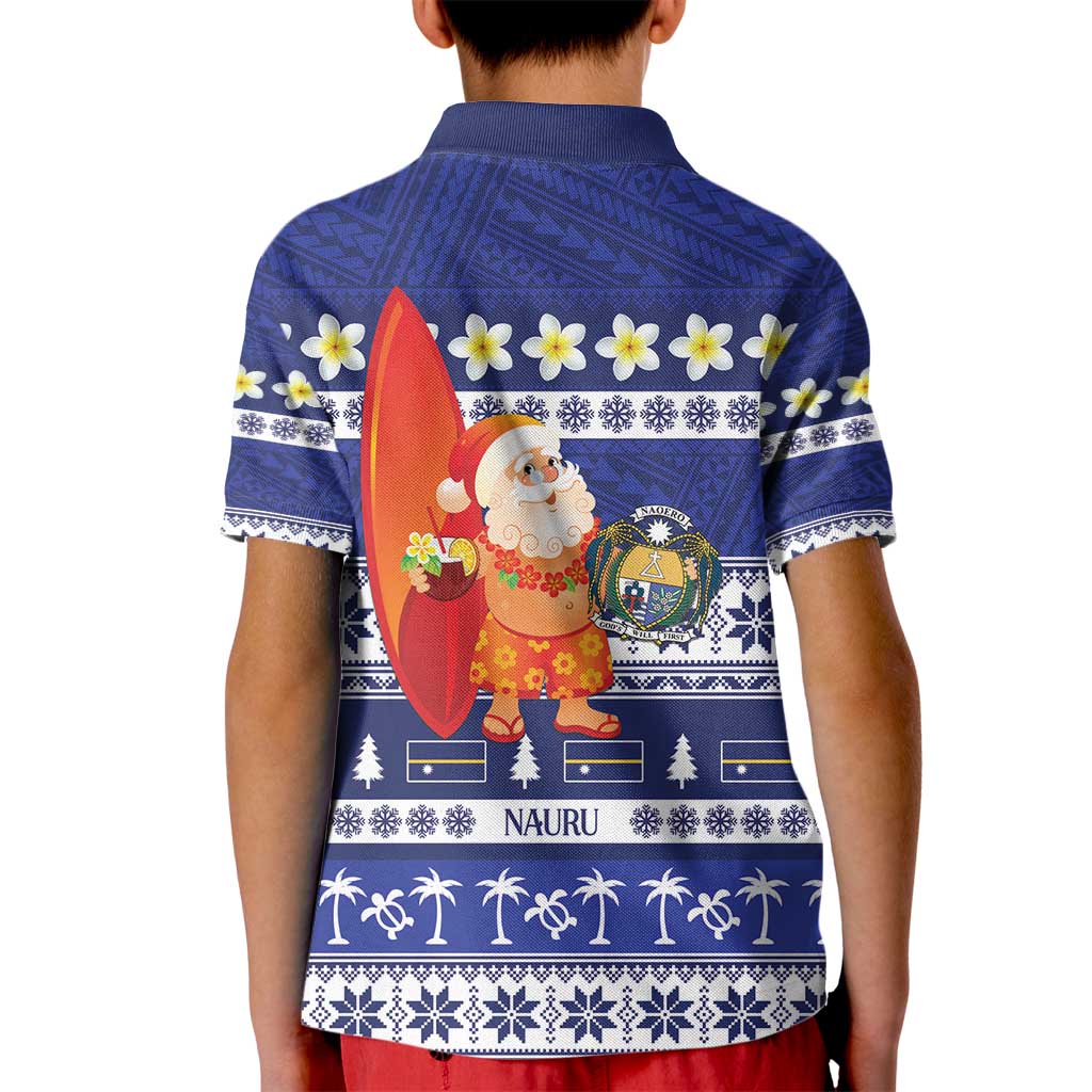 Nauru Christmas Kid Polo Shirt Cute Santa Coat Of Arms Merry Xmas - Polynesian Pride