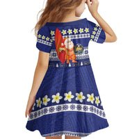 Nauru Christmas Kid Short Sleeve Dress Cute Santa Coat Of Arms Merry Xmas - Polynesian Pride
