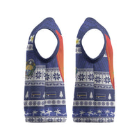 Nauru Christmas Knitted V-Neck Vest Cute Santa Coat Of Arms Merry Xmas - Polynesian Pride