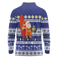 Nauru Christmas Long Sleeve Polo Shirt Cute Santa Coat Of Arms Merry Xmas - Polynesian Pride