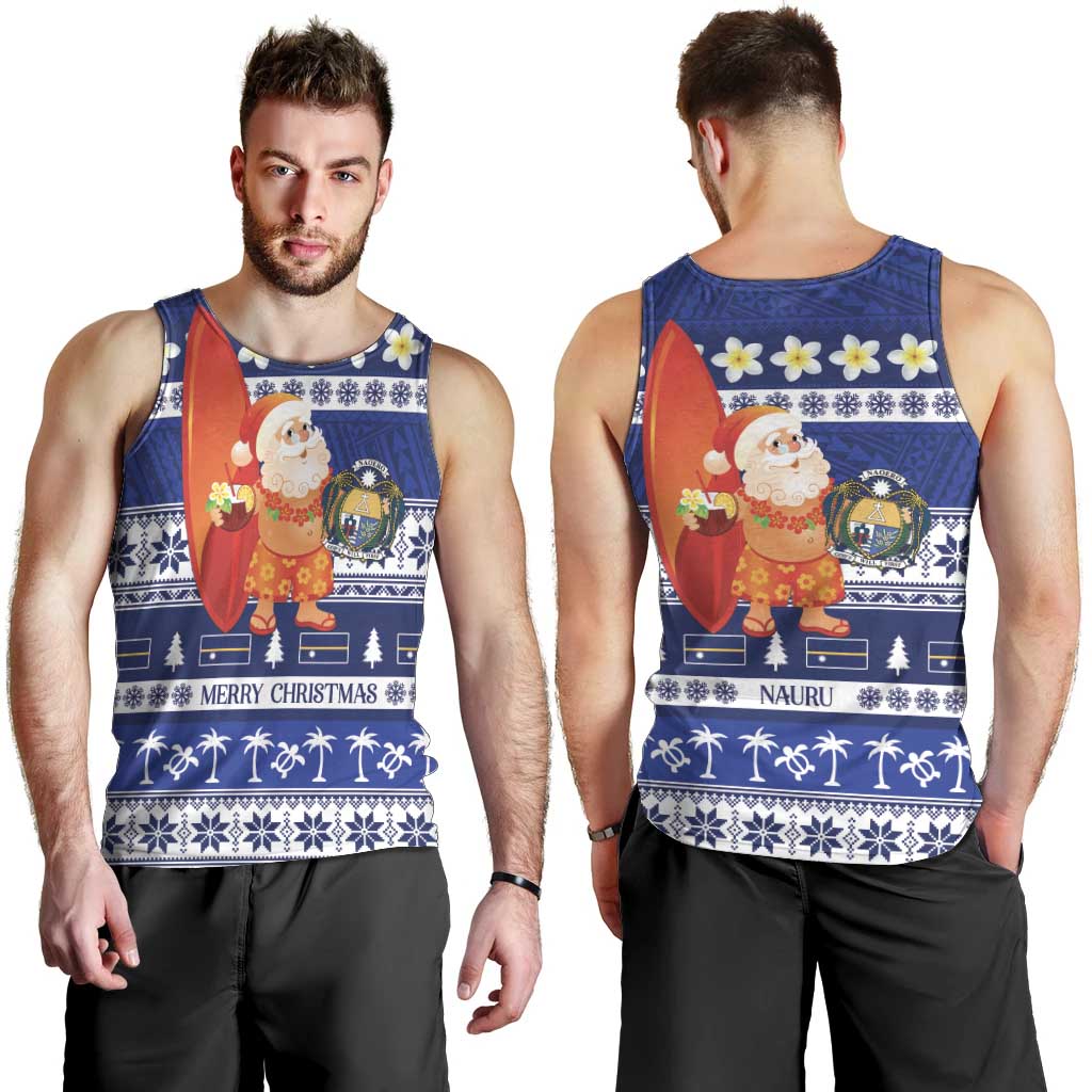 Nauru Christmas Men Tank Top Cute Santa Coat Of Arms Merry Xmas - Polynesian Pride