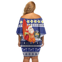 Nauru Christmas Off Shoulder Short Dress Cute Santa Coat Of Arms Merry Xmas - Polynesian Pride