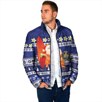 Nauru Christmas Padded Jacket Cute Santa Coat Of Arms Merry Xmas - Polynesian Pride