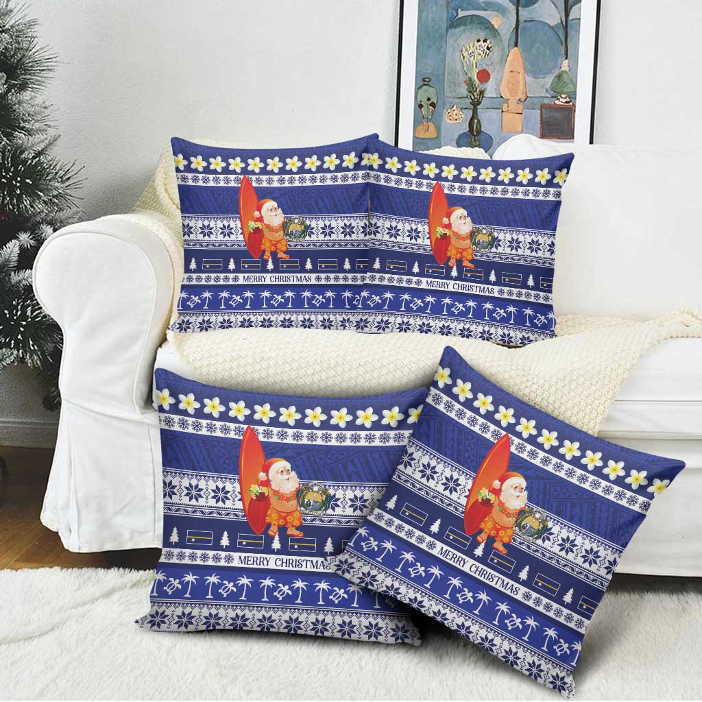 Nauru Christmas Pillow Cover Cute Santa Coat Of Arms Merry Xmas - Polynesian Pride