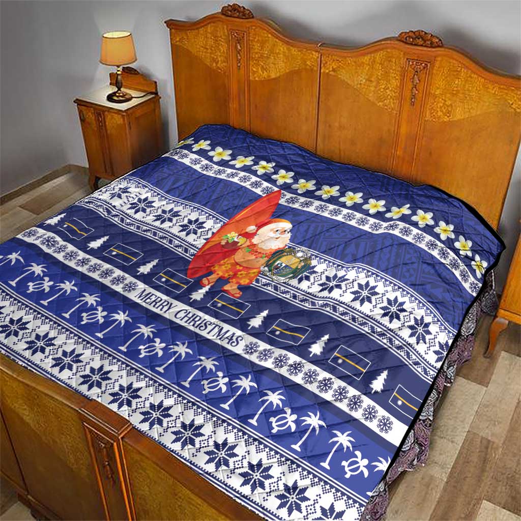 Nauru Christmas Quilt Cute Santa Coat Of Arms Merry Xmas - Polynesian Pride