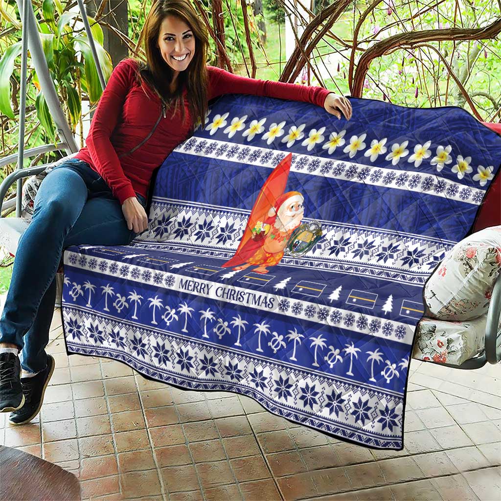 Nauru Christmas Quilt Cute Santa Coat Of Arms Merry Xmas - Polynesian Pride