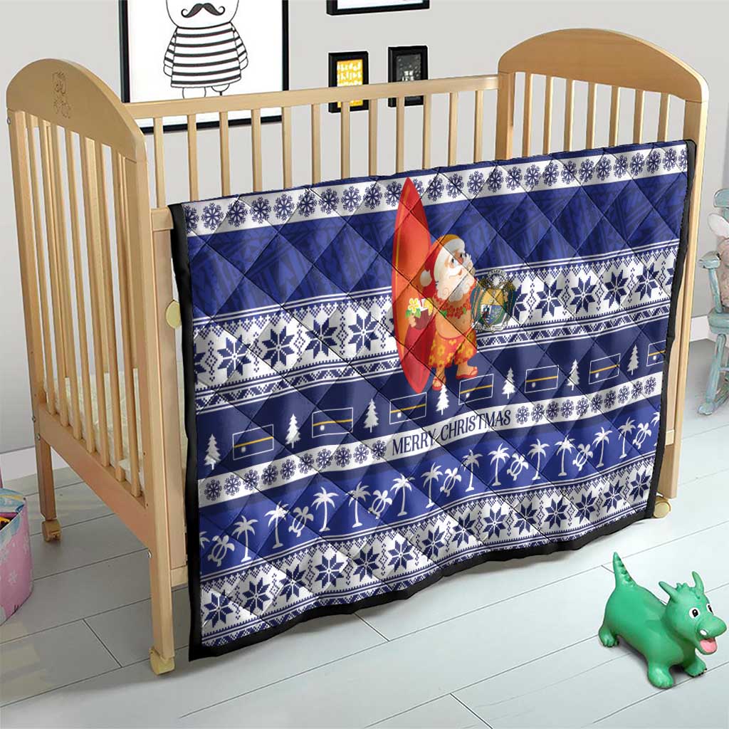 Nauru Christmas Quilt Cute Santa Coat Of Arms Merry Xmas - Polynesian Pride