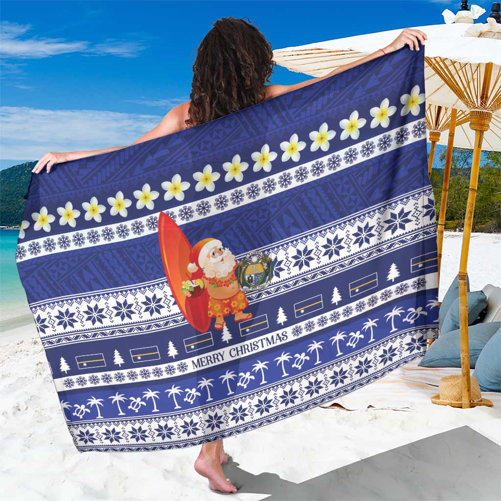 Nauru Christmas Sarong Cute Santa Coat Of Arms Merry Xmas - Polynesian Pride
