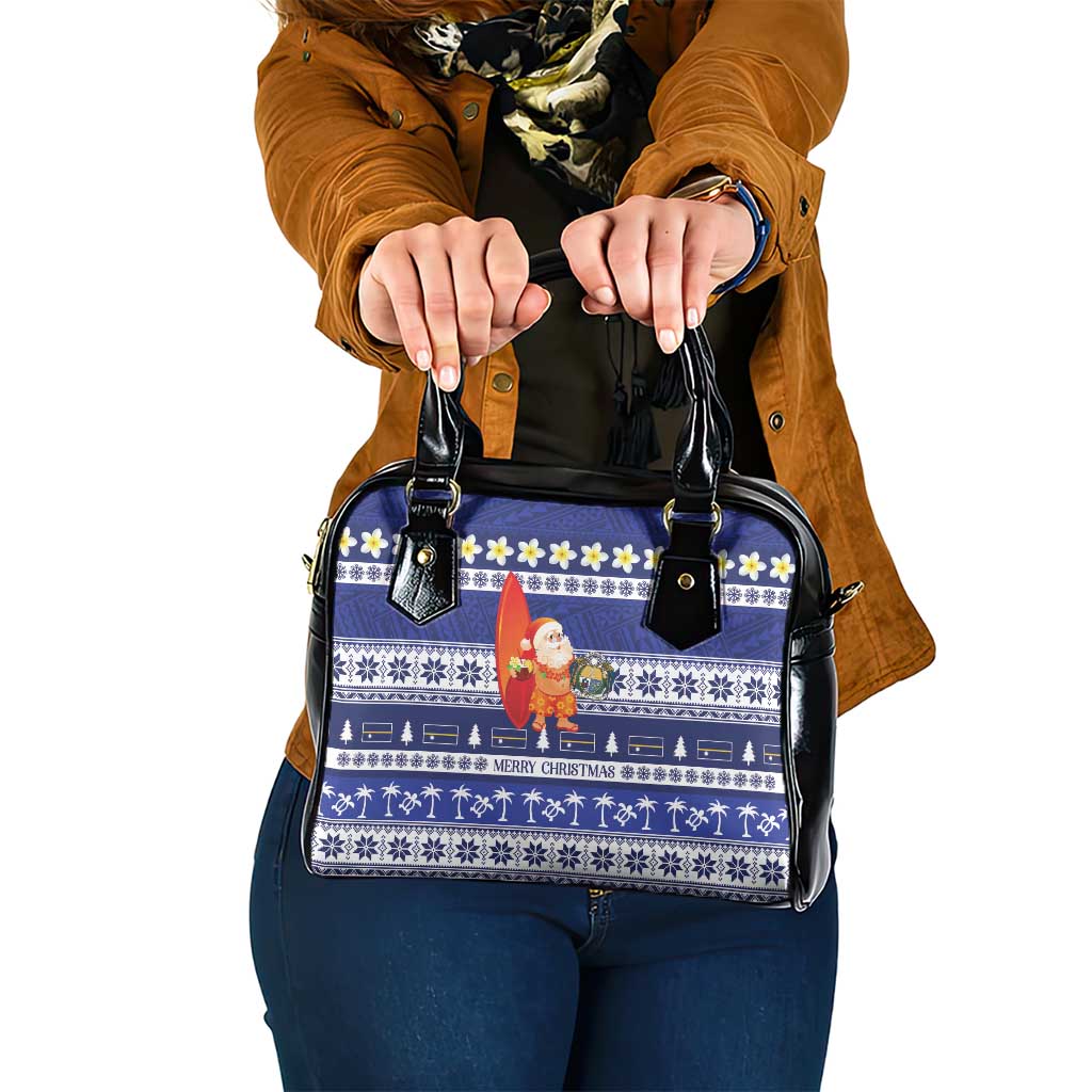 Nauru Christmas Shoulder Handbag Cute Santa Coat Of Arms Merry Xmas - Polynesian Pride