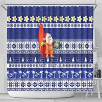 Nauru Christmas Shower Curtain Cute Santa Coat Of Arms Merry Xmas - Polynesian Pride
