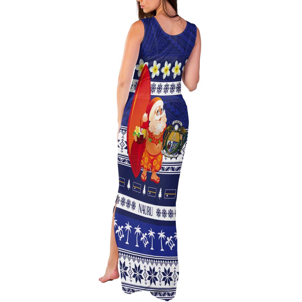 Nauru Christmas Tank Maxi Dress Cute Santa Coat Of Arms Merry Xmas - Polynesian Pride