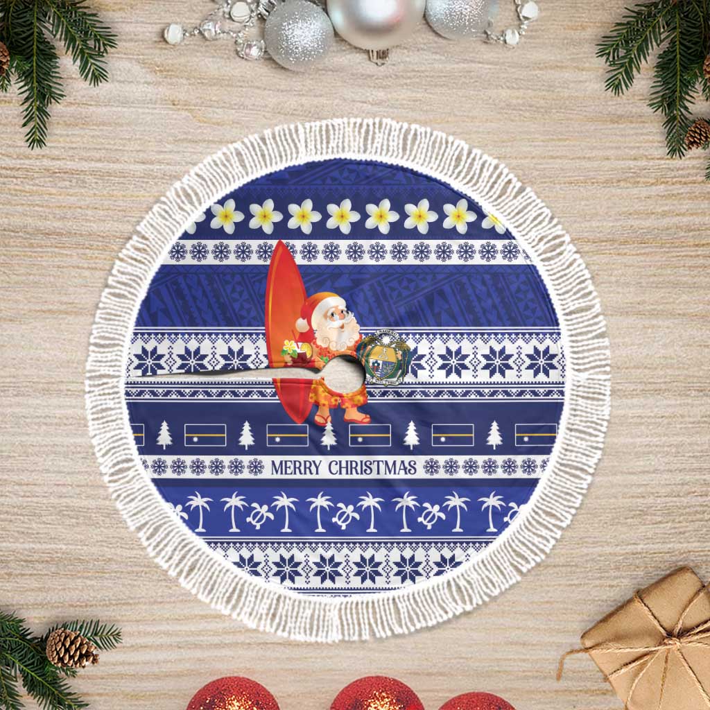 Nauru Christmas Tree Skirt Cute Santa Coat Of Arms Merry Xmas - Polynesian Pride