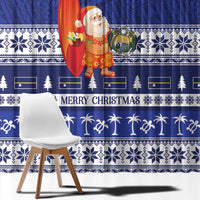Nauru Christmas Window Curtain Cute Santa Coat Of Arms Merry Xmas - Polynesian Pride
