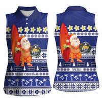 Nauru Christmas Women Sleeveless Polo Shirt Cute Santa Coat Of Arms Merry Xmas - Polynesian Pride