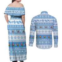 FSM Christmas Couples Matching Off Shoulder Maxi Dress and Long Sleeve Button Shirt Merry Xmas Federated States of Micronesia - Polynesian Pride