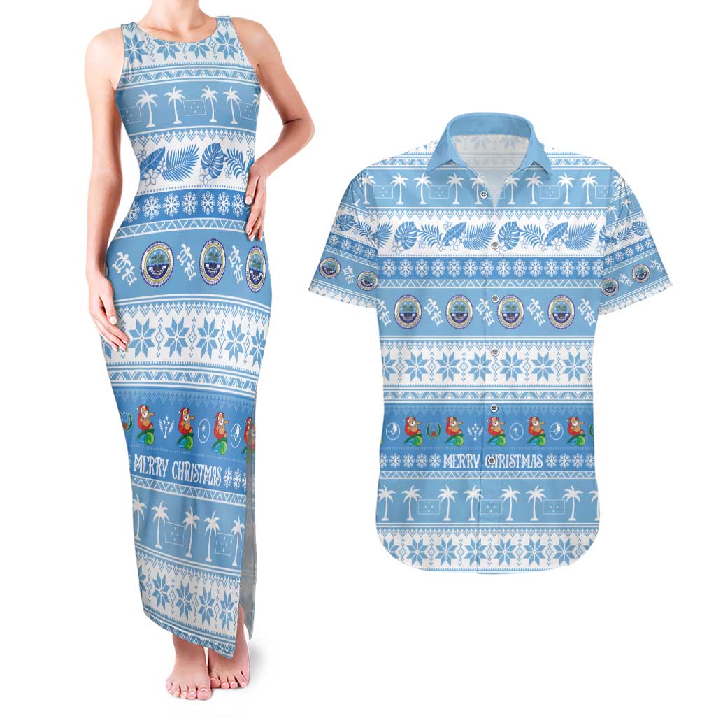 FSM Christmas Couples Matching Tank Maxi Dress and Hawaiian Shirt Merry Xmas Federated States of Micronesia - Polynesian Pride