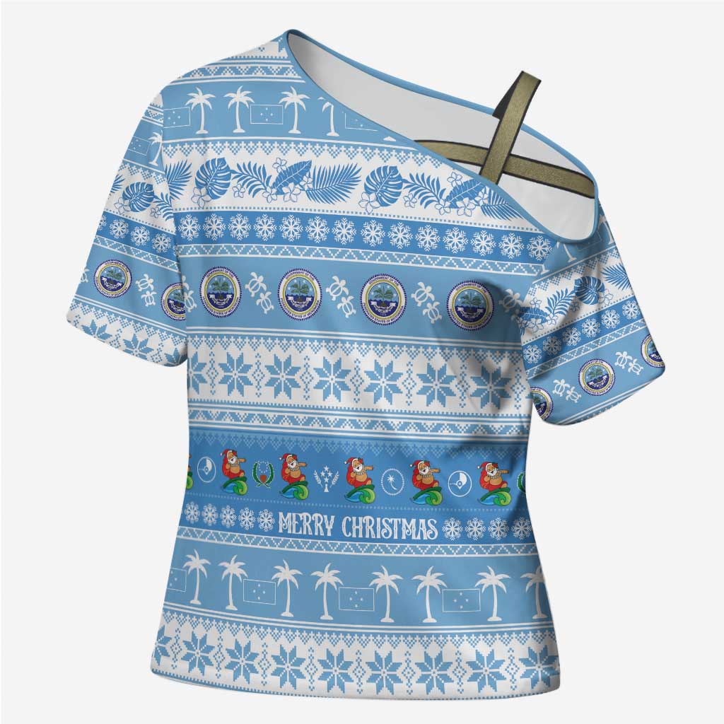 FSM Christmas Cross Shoulder Shirt Merry Xmas Federated States of Micronesia - Polynesian Pride