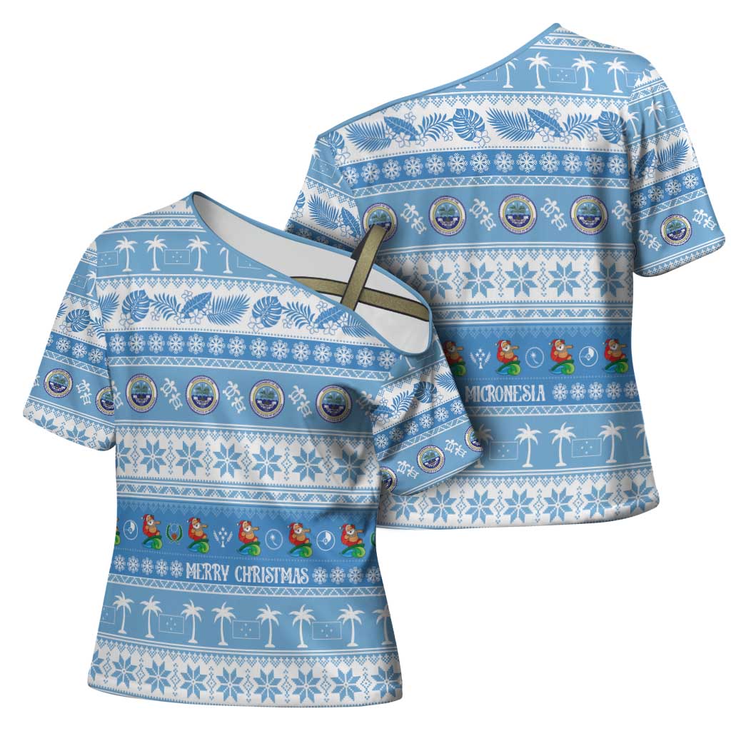 FSM Christmas Cross Shoulder Shirt Merry Xmas Federated States of Micronesia - Polynesian Pride