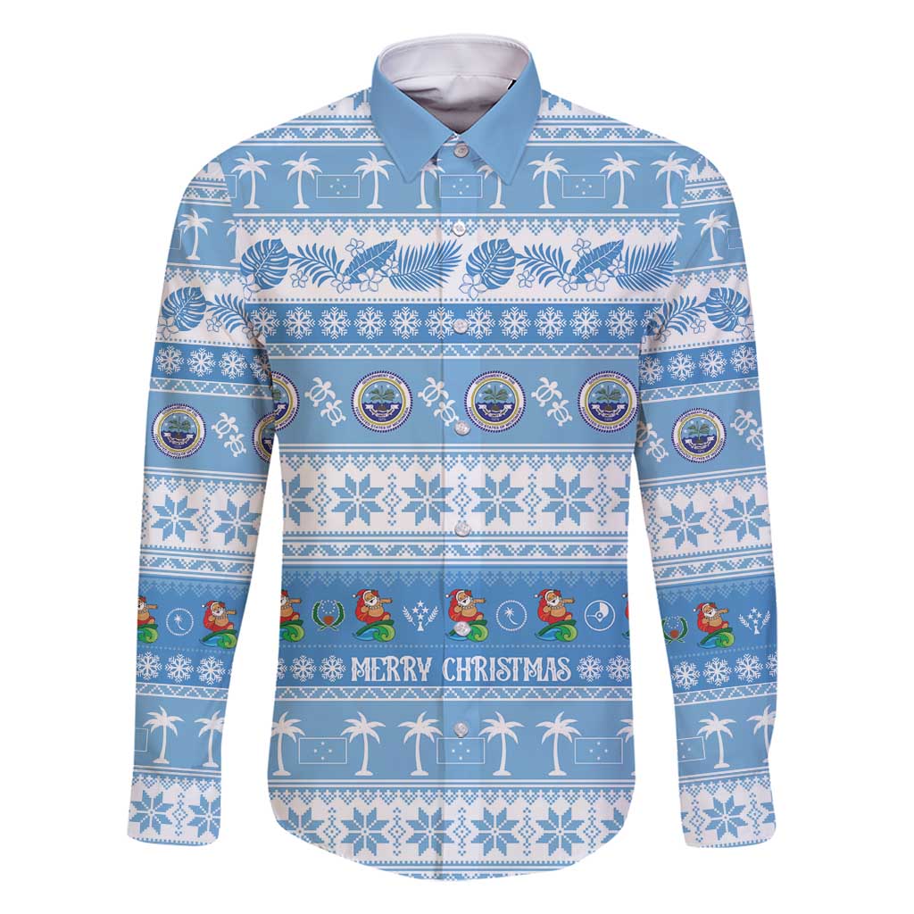 FSM Christmas Family Matching Long Sleeve Bodycon Dress and Hawaiian Shirt Merry Xmas Federated States of Micronesia - Polynesian Pride