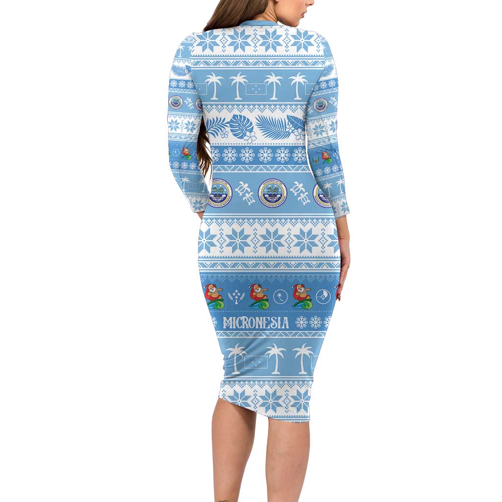 FSM Christmas Family Matching Long Sleeve Bodycon Dress and Hawaiian Shirt Merry Xmas Federated States of Micronesia - Polynesian Pride