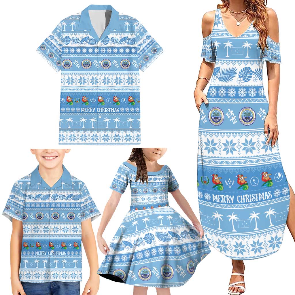 FSM Christmas Family Matching Summer Maxi Dress and Hawaiian Shirt Merry Xmas Federated States of Micronesia - Polynesian Pride