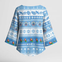 FSM Christmas Kimono Sleeve Blouse Merry Xmas Federated States of Micronesia - Polynesian Pride