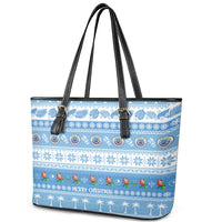 FSM Christmas Leather Tote Bag Merry Xmas Federated States of Micronesia - Polynesian Pride