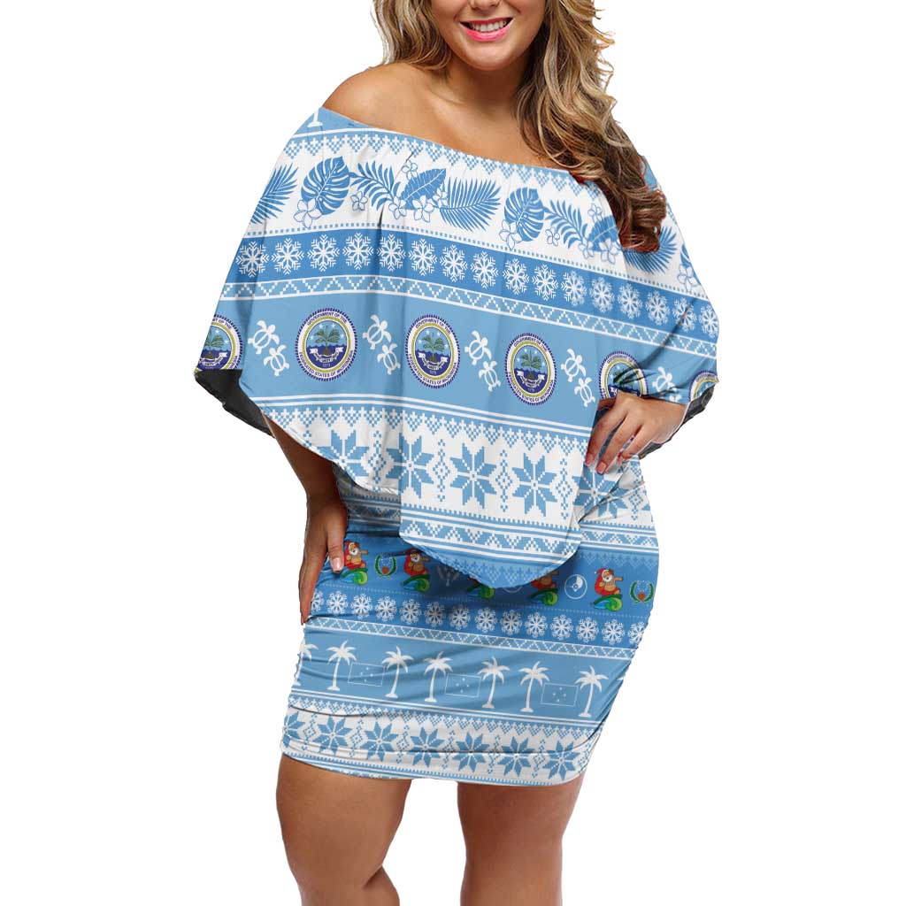 FSM Christmas Off Shoulder Short Dress Merry Xmas Federated States of Micronesia - Polynesian Pride