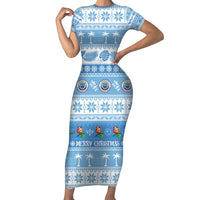 FSM Christmas Short Sleeve Bodycon Dress Merry Xmas Federated States of Micronesia - Polynesian Pride