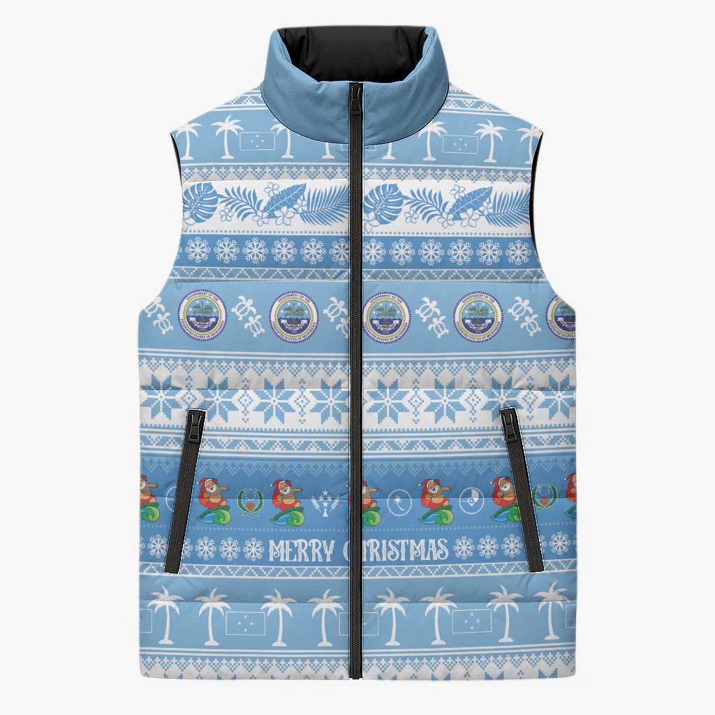 FSM Christmas Sleeveless Puffer Jacket Merry Xmas Federated States of Micronesia - Polynesian Pride
