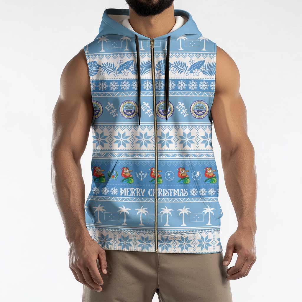 FSM Christmas Sleeveless Zip Hoodie Merry Xmas Federated States of Micronesia - Polynesian Pride