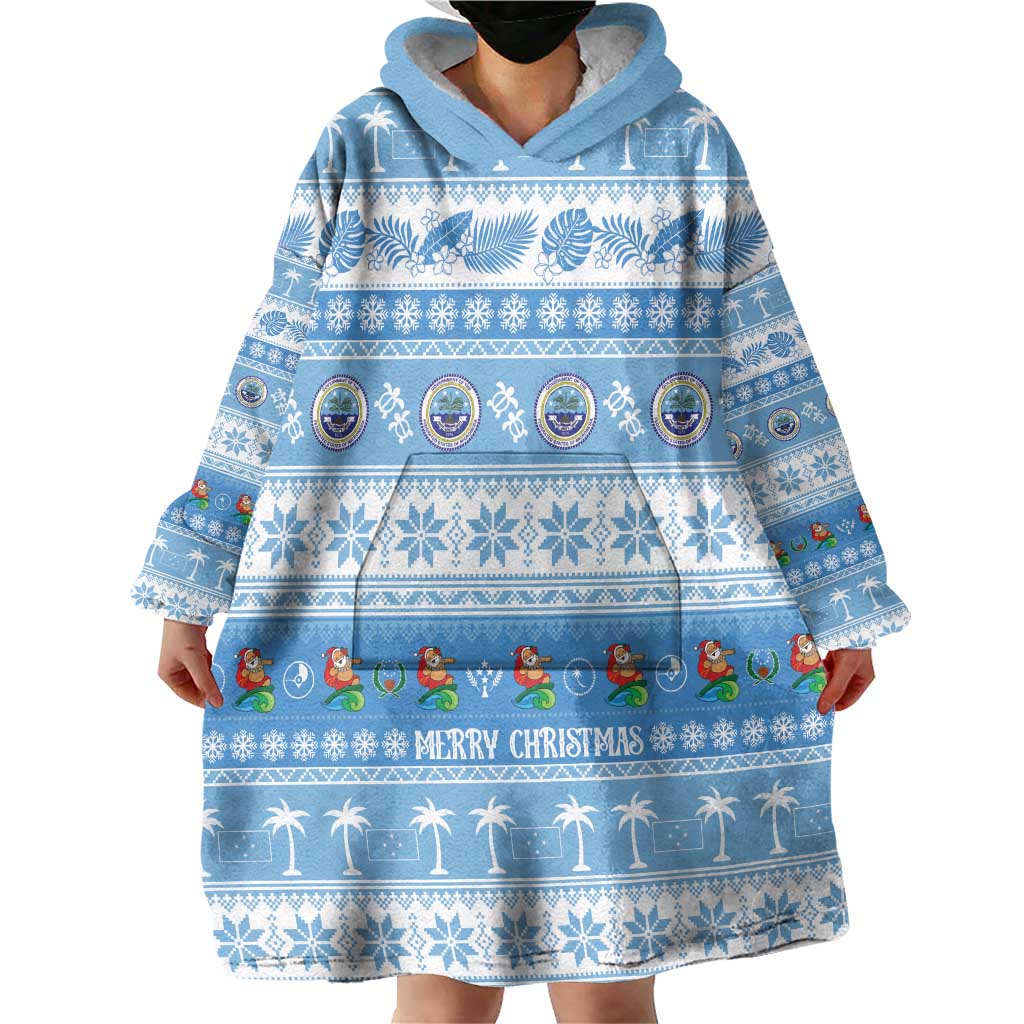 FSM Christmas Wearable Blanket Hoodie Merry Xmas Federated States of Micronesia - Polynesian Pride
