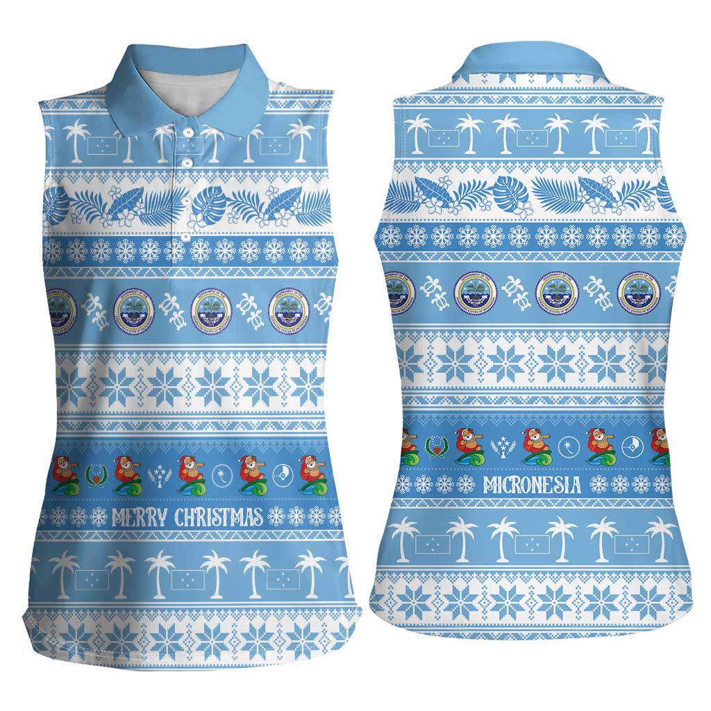 FSM Christmas Women Sleeveless Polo Shirt Merry Xmas Federated States of Micronesia - Polynesian Pride