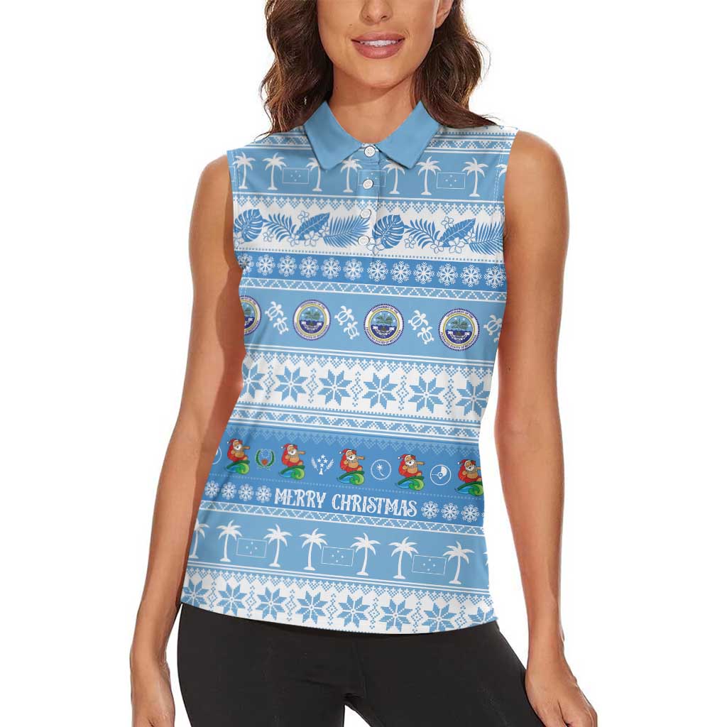 FSM Christmas Women Sleeveless Polo Shirt Merry Xmas Federated States of Micronesia - Polynesian Pride