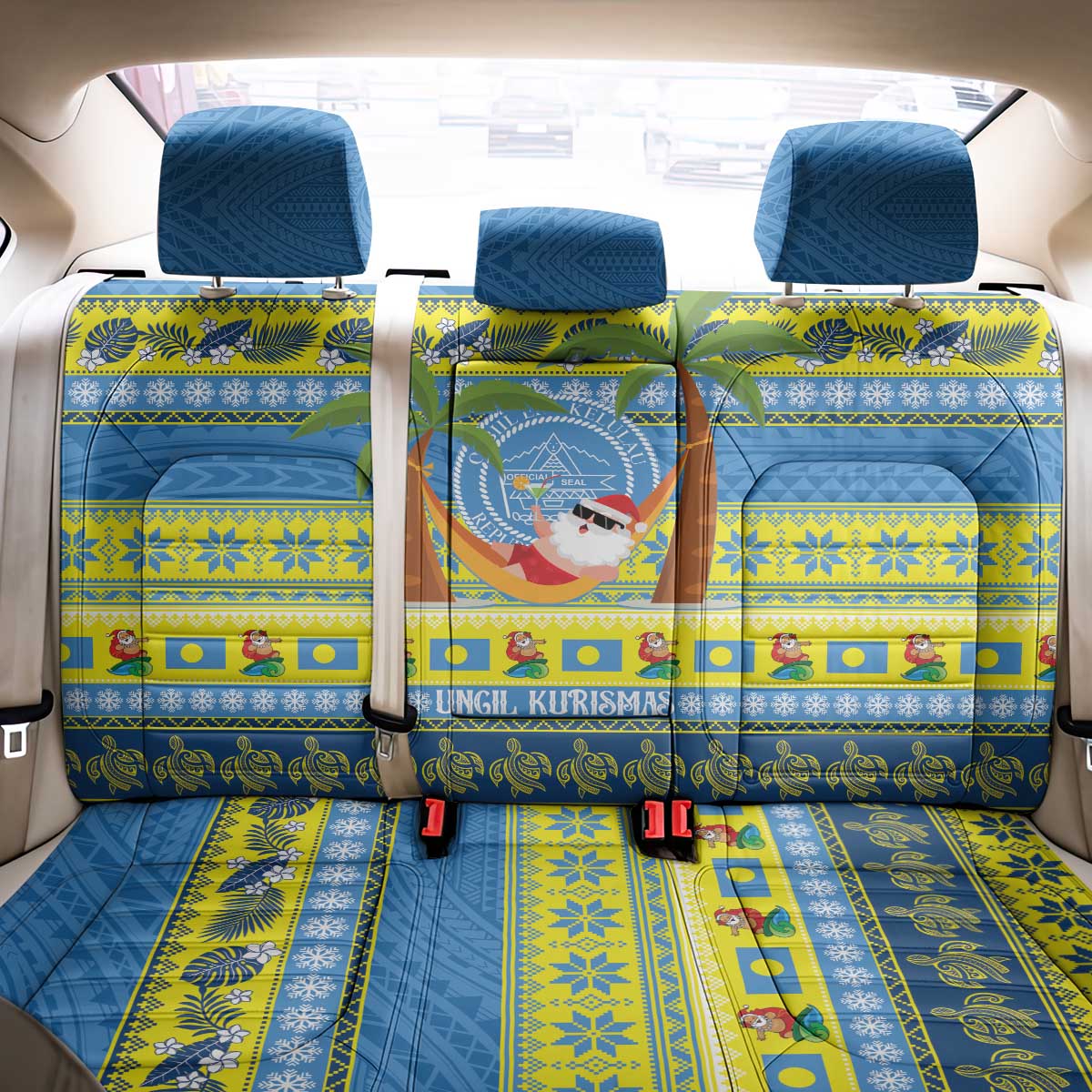 Palau Christmas Back Car Seat Cover Chilling Santa Ungil Kurismas - Polynesian Pride
