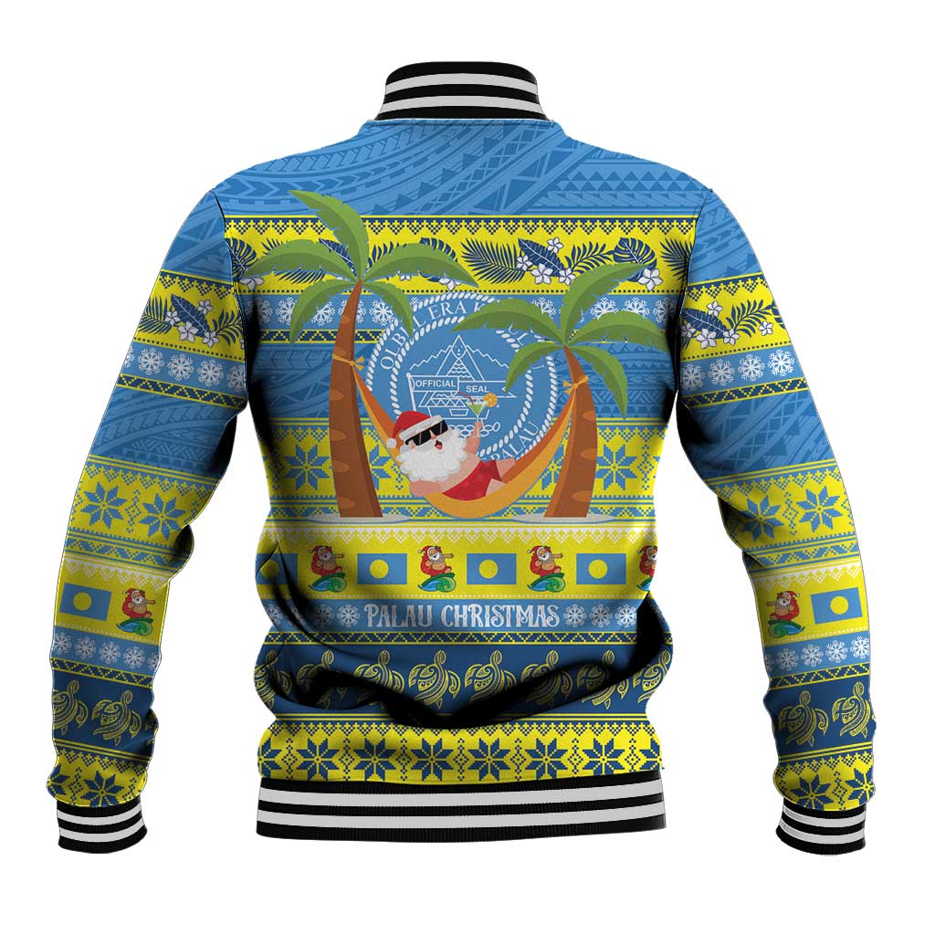 Palau Christmas Baseball Jacket Chilling Santa Ungil Kurismas - Polynesian Pride