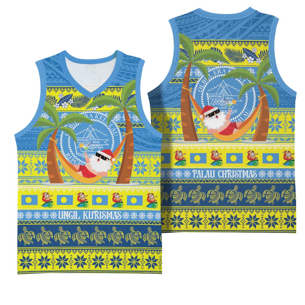 Palau Christmas Basketball Jersey Chilling Santa Ungil Kurismas - Polynesian Pride