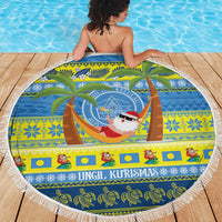Palau Christmas Beach Blanket Chilling Santa Ungil Kurismas - Polynesian Pride