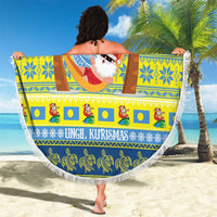Palau Christmas Beach Blanket Chilling Santa Ungil Kurismas - Polynesian Pride