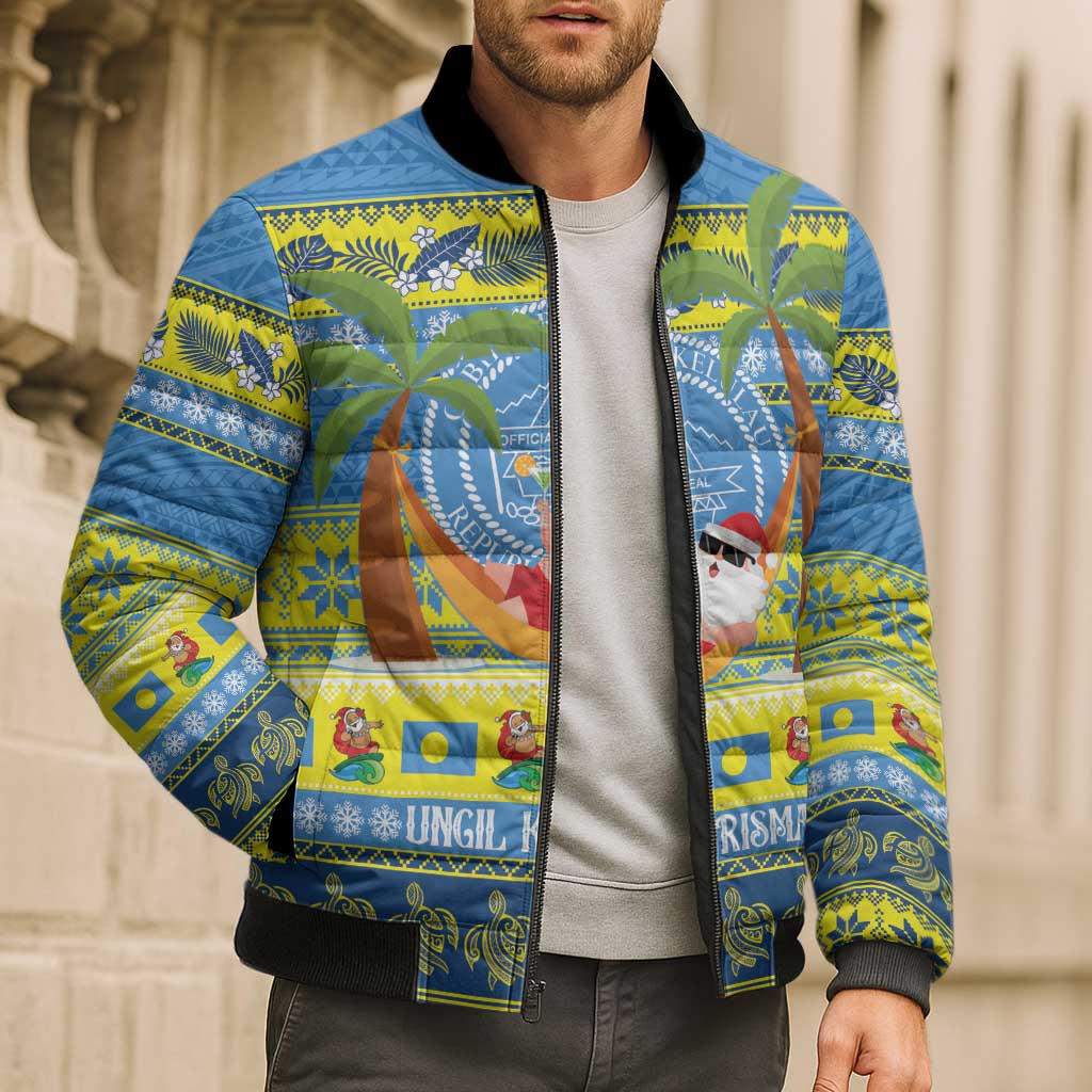 Palau Christmas Bomber Puffer Jacket Chilling Santa Ungil Kurismas - Polynesian Pride
